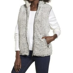 Thread & Supply Fuzzy Fleece Vest Womens Medium Ivory Sherpa Cabincore